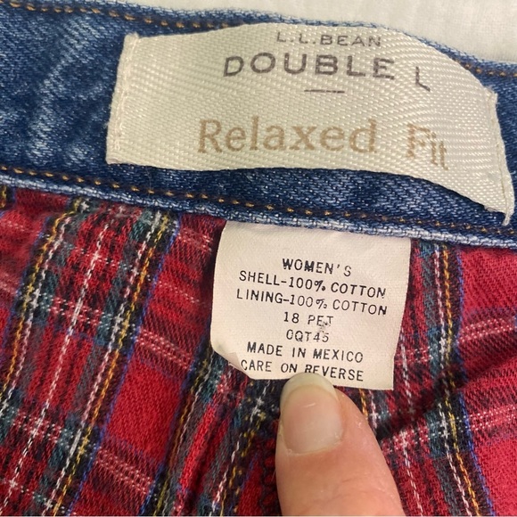 LL Bean Relaxed Fit Double L Fleece Lined Straight Leg Jeans 18 Petite Cotton - Picture 9 of 16